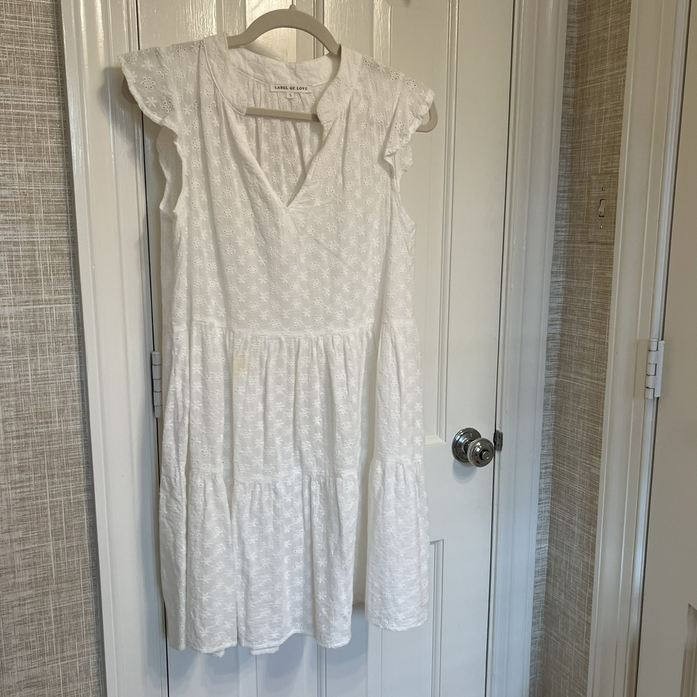 Label of Love White Eyelet Short Sleeve Dress